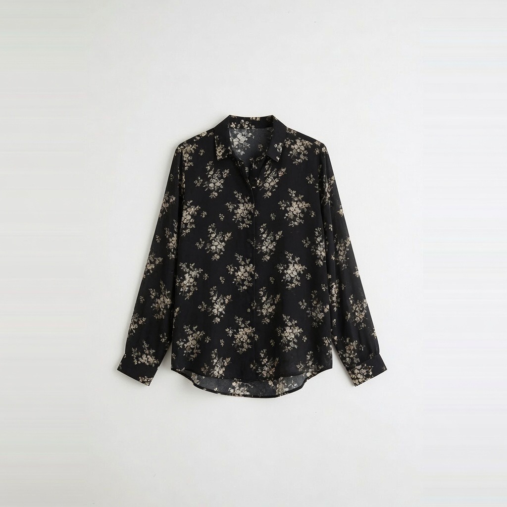 Cotton Voile Printed Button-Front Blouse 2