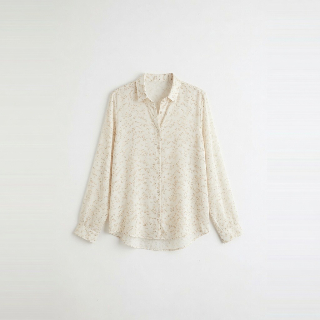 Cotton Voile Printed Button-Front Blouse