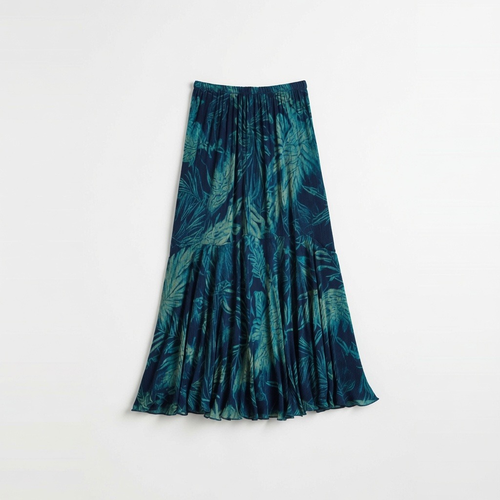 Crinkle Rayon Printed Midi Skirt 2