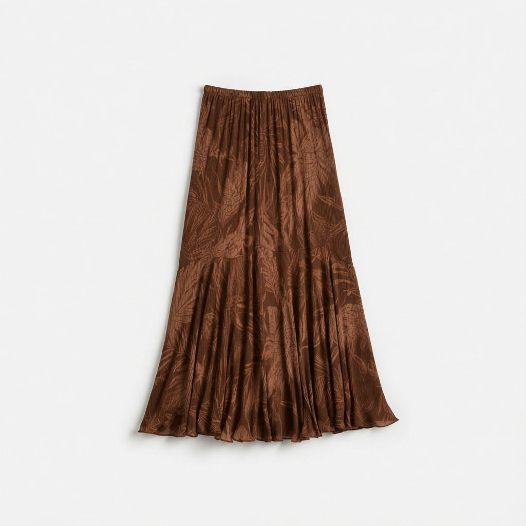 Crinkle Rayon Printed Midi Skirt