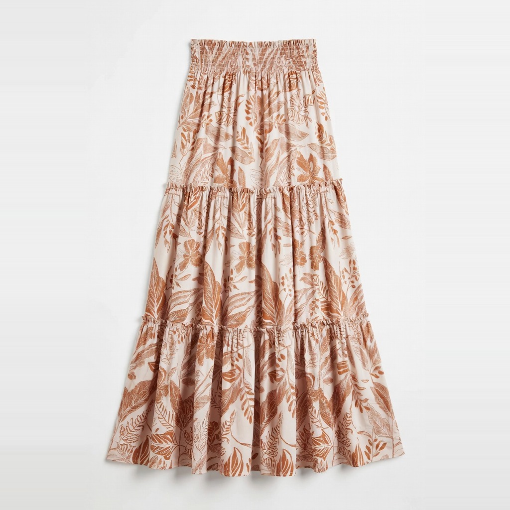 Nylon Rayon Tiered Maxi Skirt 2