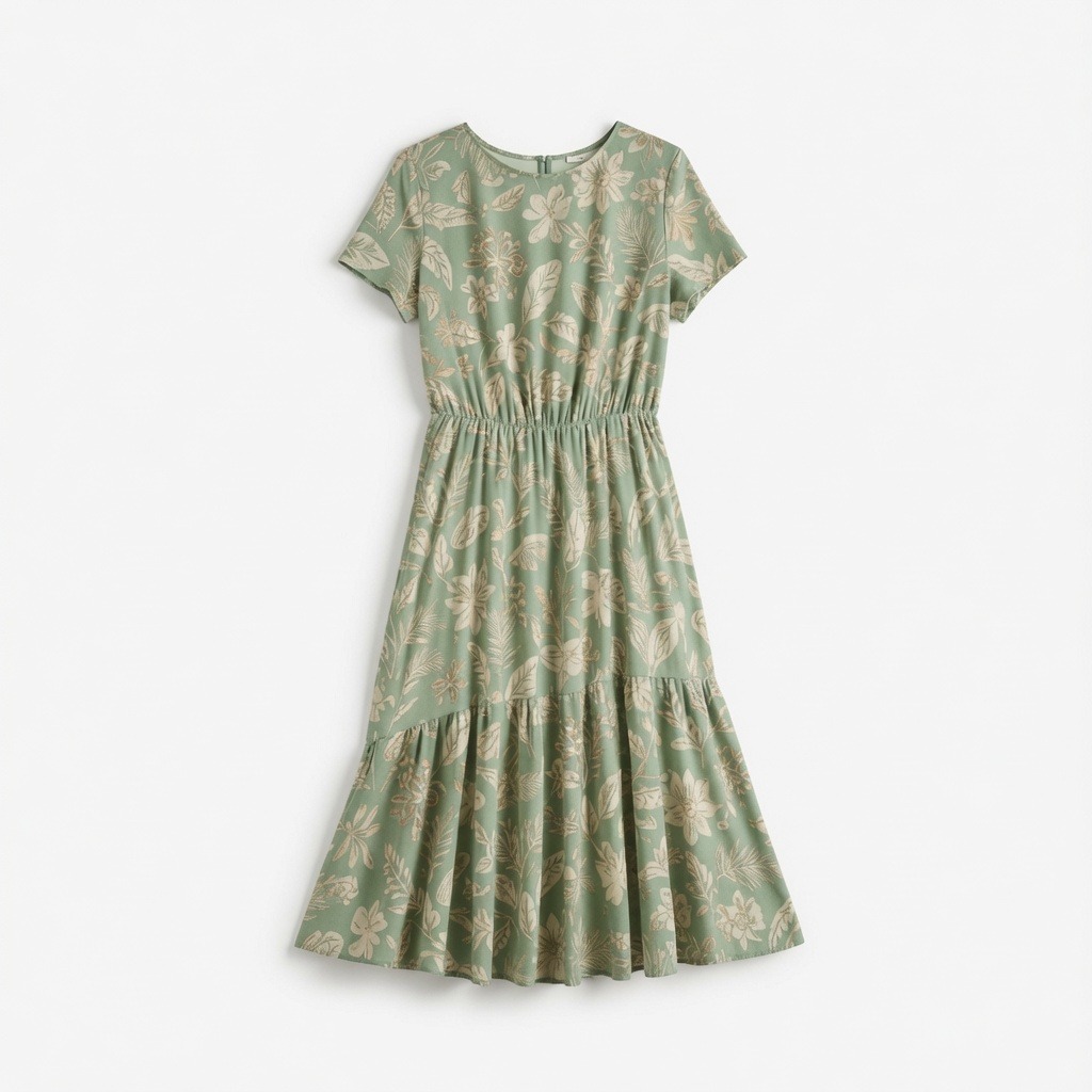 Orange Floral Flared Midi Dress 3