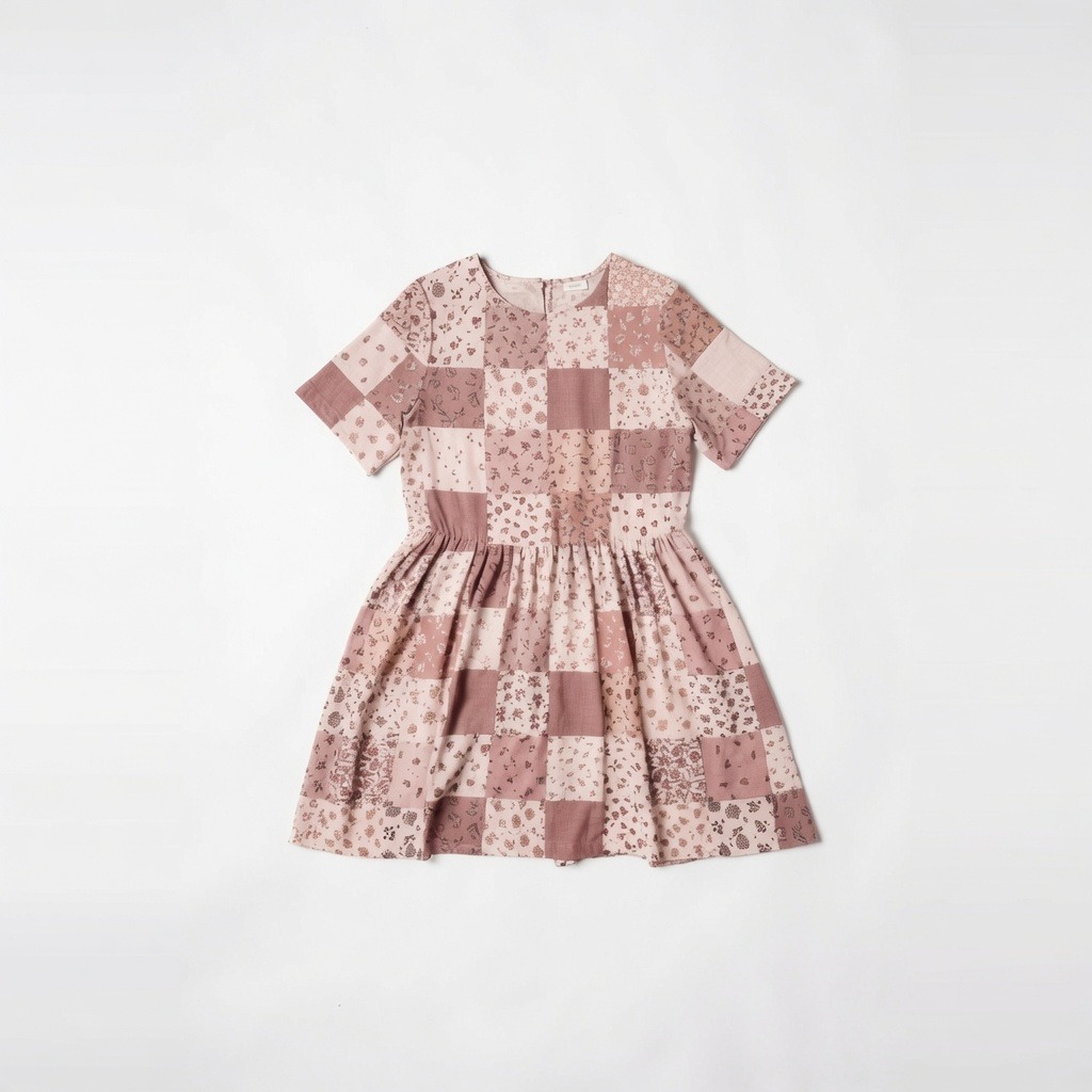 Petal Patchwork Soft-Tone Drop Waist Dress 2