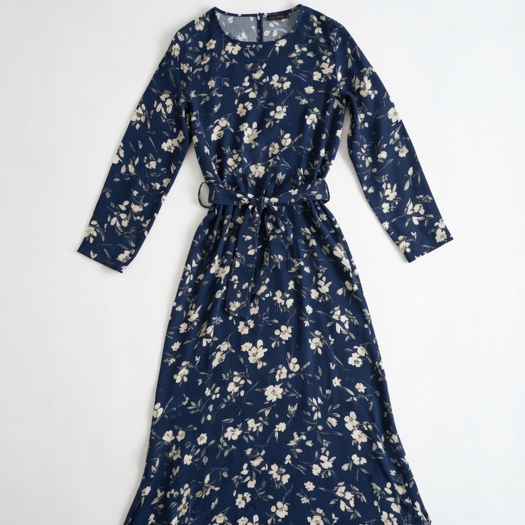 Women's Brown Floral Midi Dress with Tie Waist 3